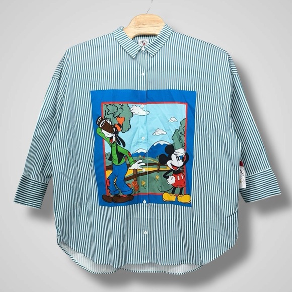 Disney Parks Mickey Mouse & Goofy Long Sleeve Button Up Shirt Mickey & Co. Sz 2X - Picture 2 of 11